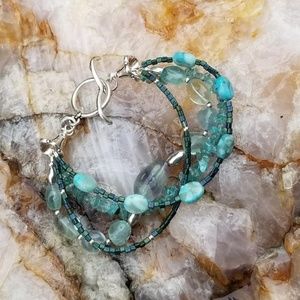 4 strand blue beaded fluorite bracelet NWOT